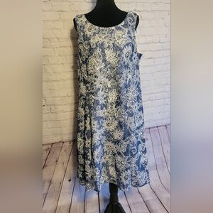 Perceptions Blue and White Floral Dress